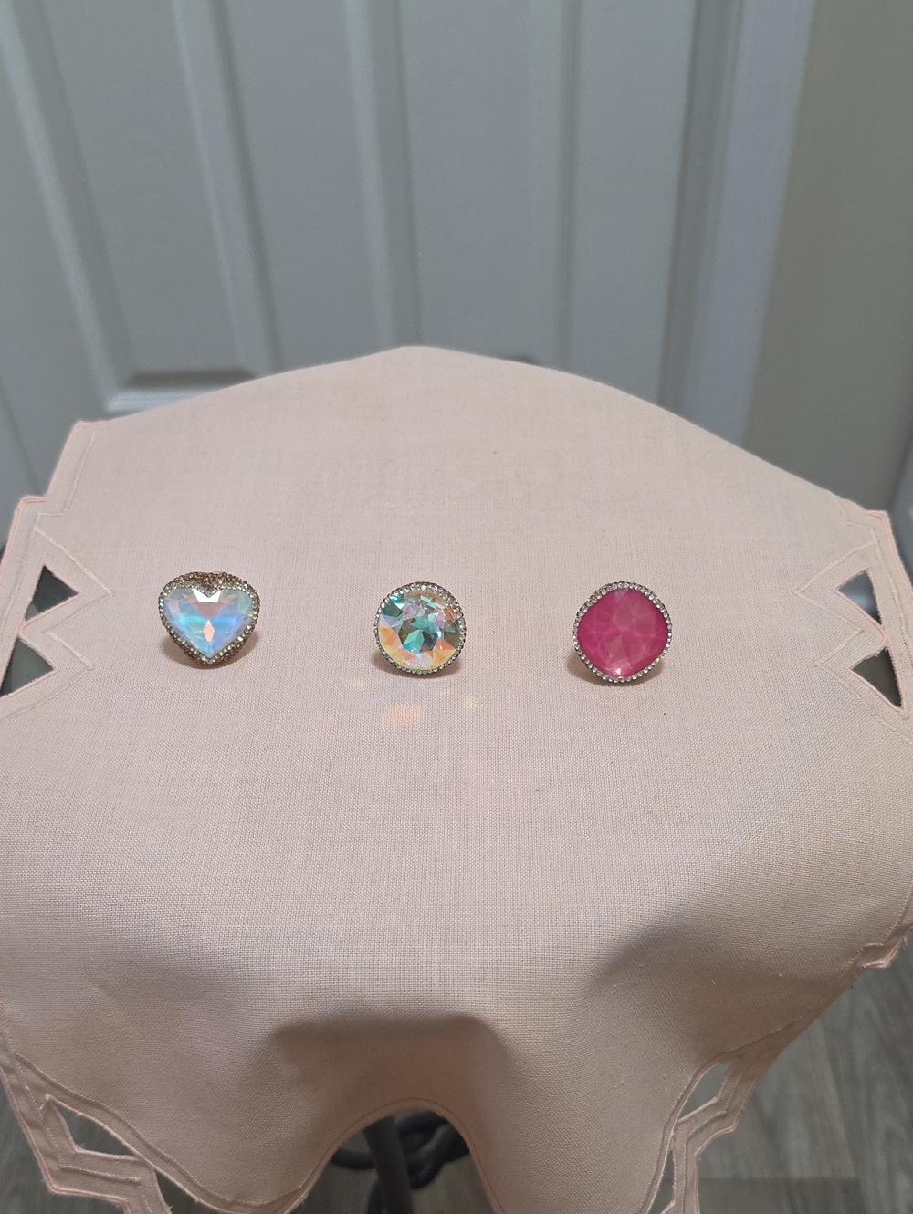 Austrian Crystal Candy Rings - Watermelon Pink and Iridescent Options
